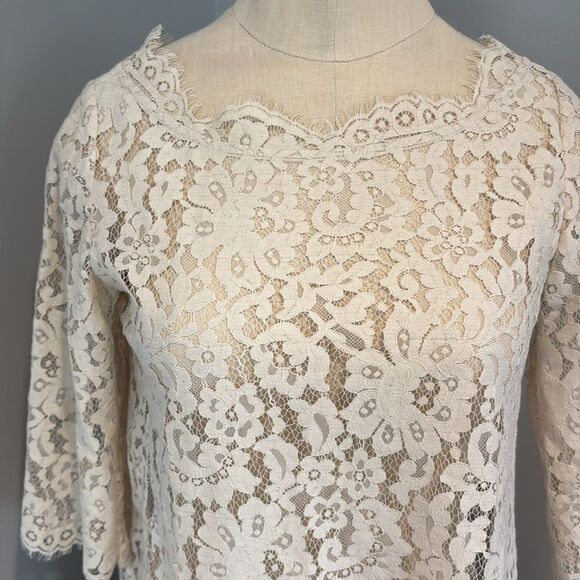 Joie Elvia Cream Lace 3/4 Sleeve Top Size XS - Picture 2 of 13
